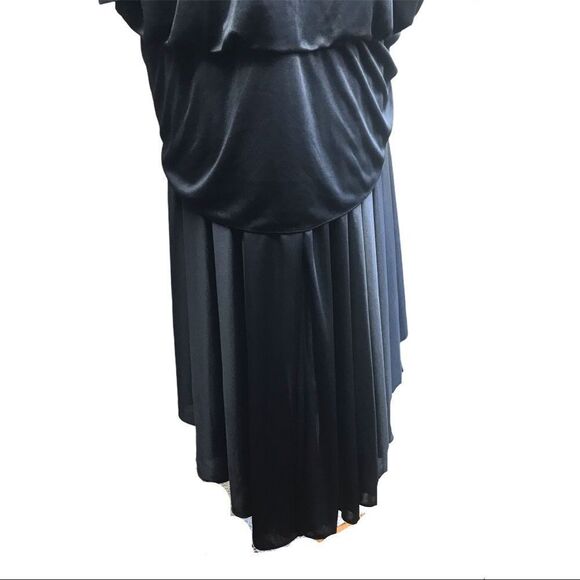 Abby Kent Vintage Black Glam Draped Sequin High-Low Midi Dress - Picture 8 of 13